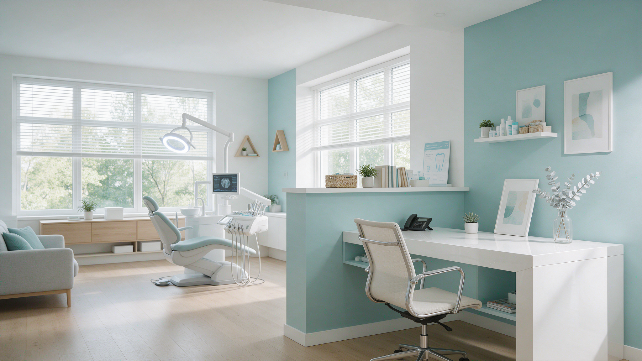 Bright, modern treatment room at Templehall Dental Practice